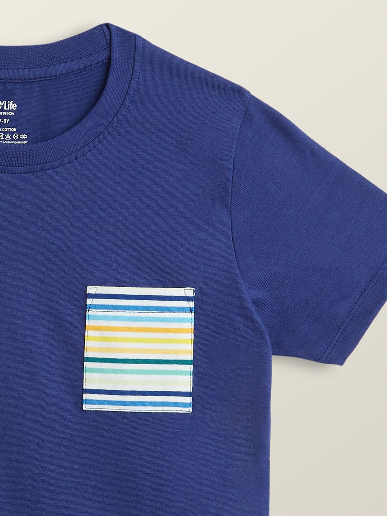 XY Life Boys Blue Cotton Relaxed Fit T-Shirt