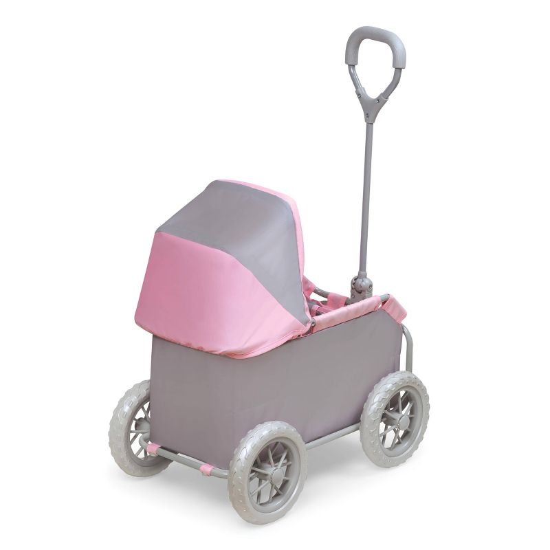 Leisure Twin Doll Wagon - Gray/Pink