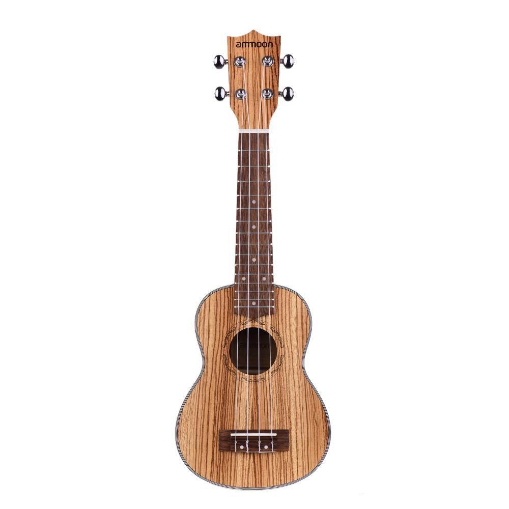 ammoon Zebrawood 21" Acoustic Ukulele 15 Fret 4 Strings Stringed Musical Instrument