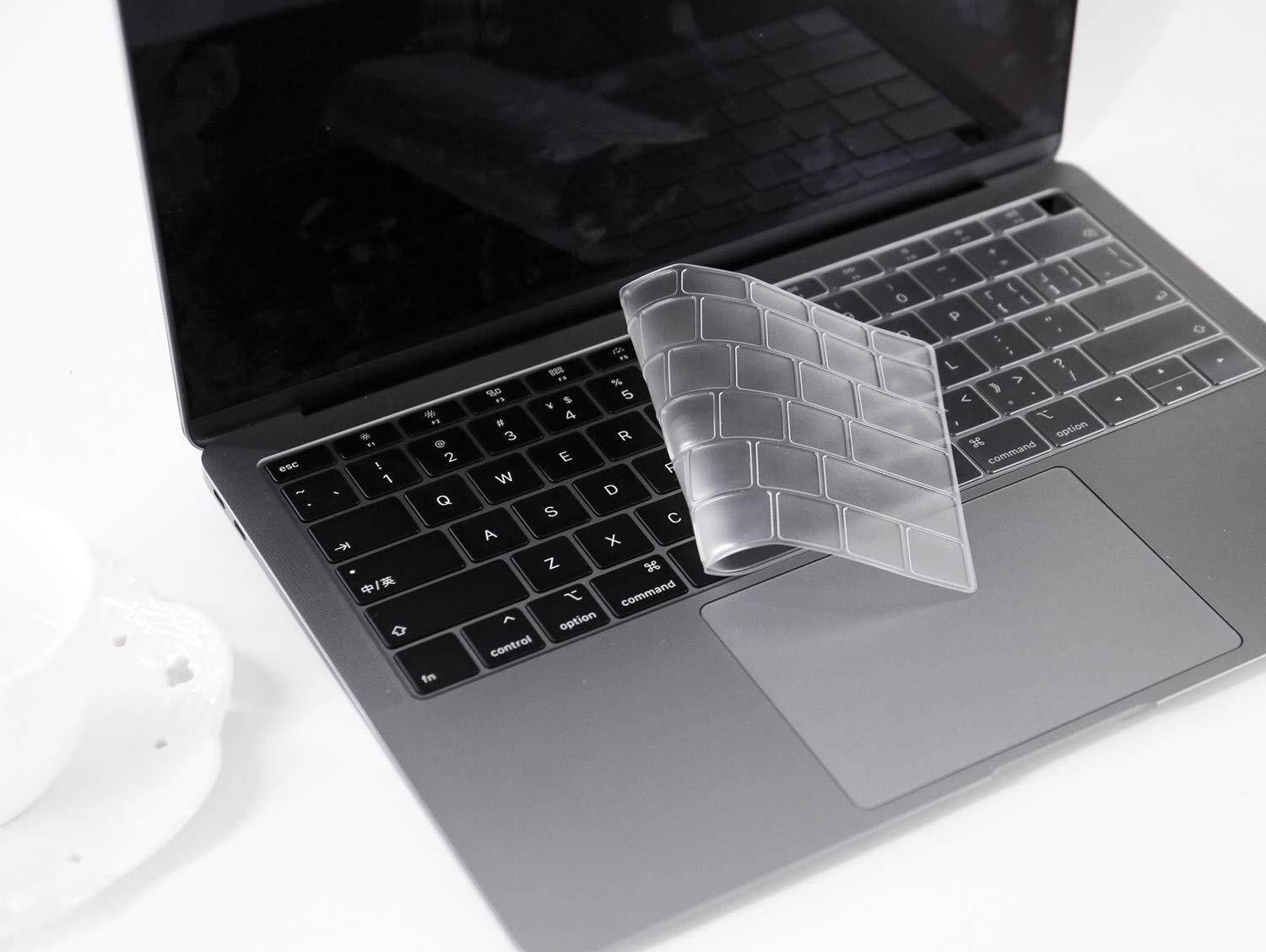 CaseBuy Premium Ultra Thin Keyboard Cover Compatible 2018 Release MacBook Air 13 Inch A1932 with Touch ID Soft-Touch TPU Keyboard Protective Skin