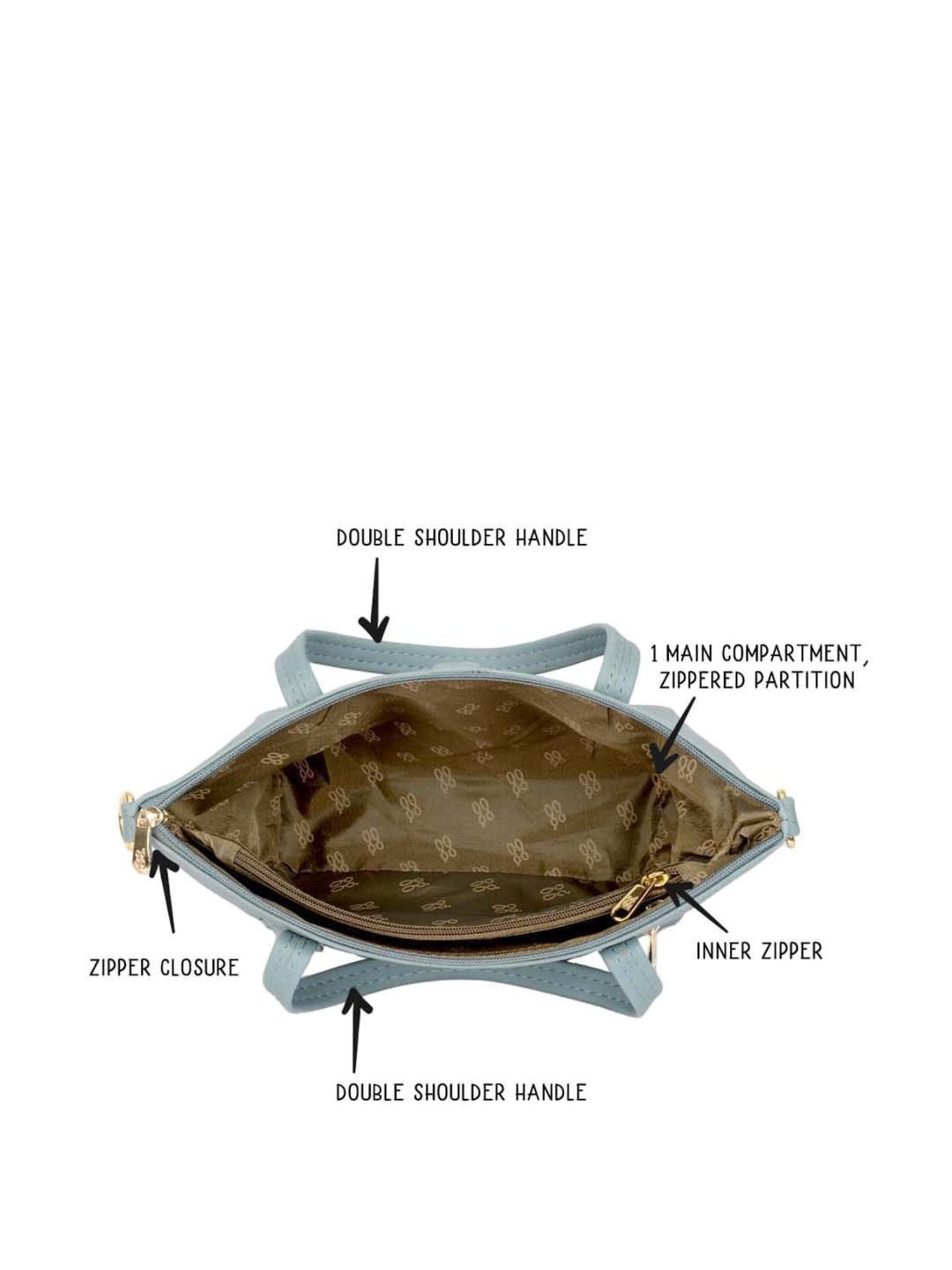 Baggit Grey Solid Medium Tote Handbag