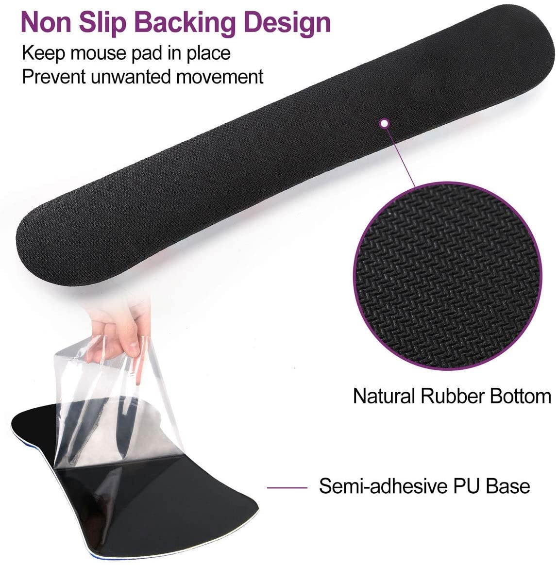 Keyboard Wrist Rest Pad Ergonomic Mouse Pad Set ToLuLu Mouse Pad for Computer Laptop Non Slip Mousepad Keyboard Wrist Support with Raised Memory Foam for Easy Typing Pain Relief Purple Butterfly