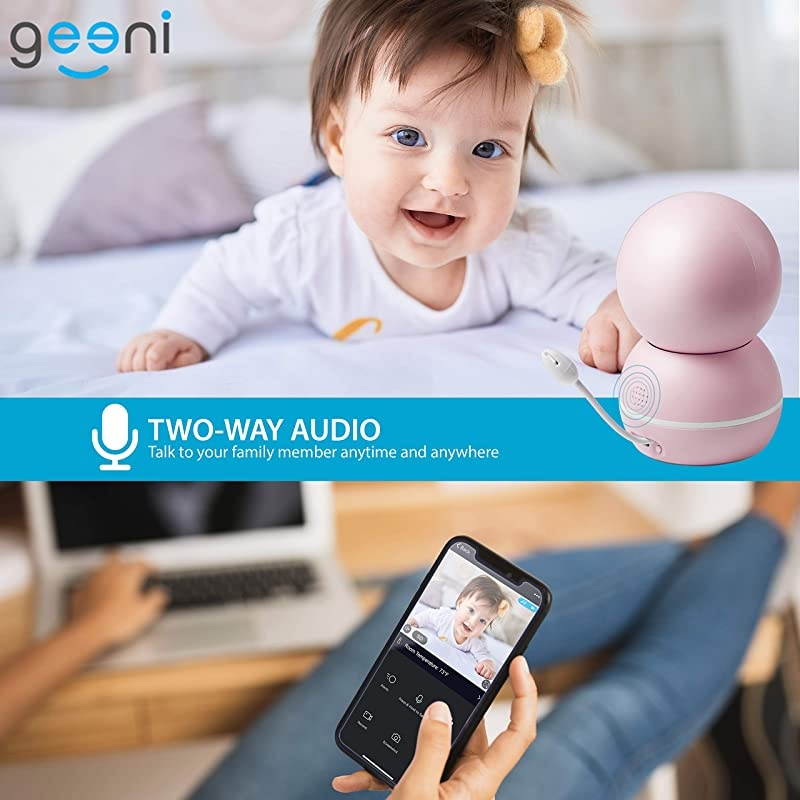 Smart Home Pet and Baby Monitor with Camera 1080p Wireless WiFi Camera with Motion and Sound Alert Pastel Pink