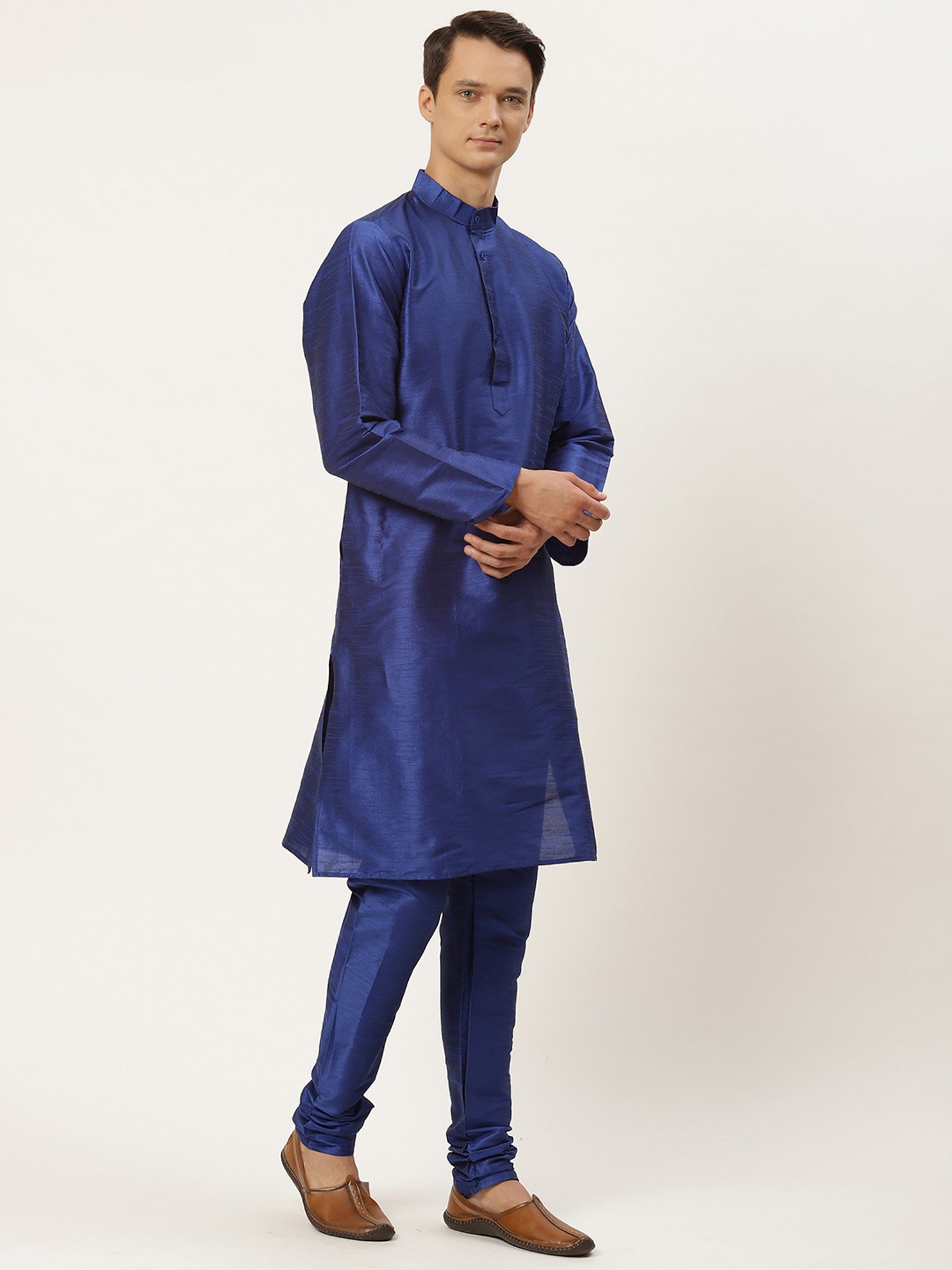 Sojanya Blue Regular Fit Printed Kurta Set With Jacket