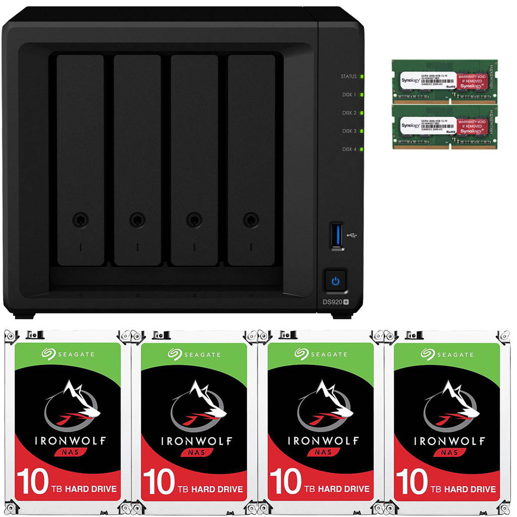 Synology DS920+ DiskStation with 8GB RAM and 16TB (4 x 4TB) of Seagate Ironwolf NAS Drives Fully Assembled and Tested By CustomTechSales