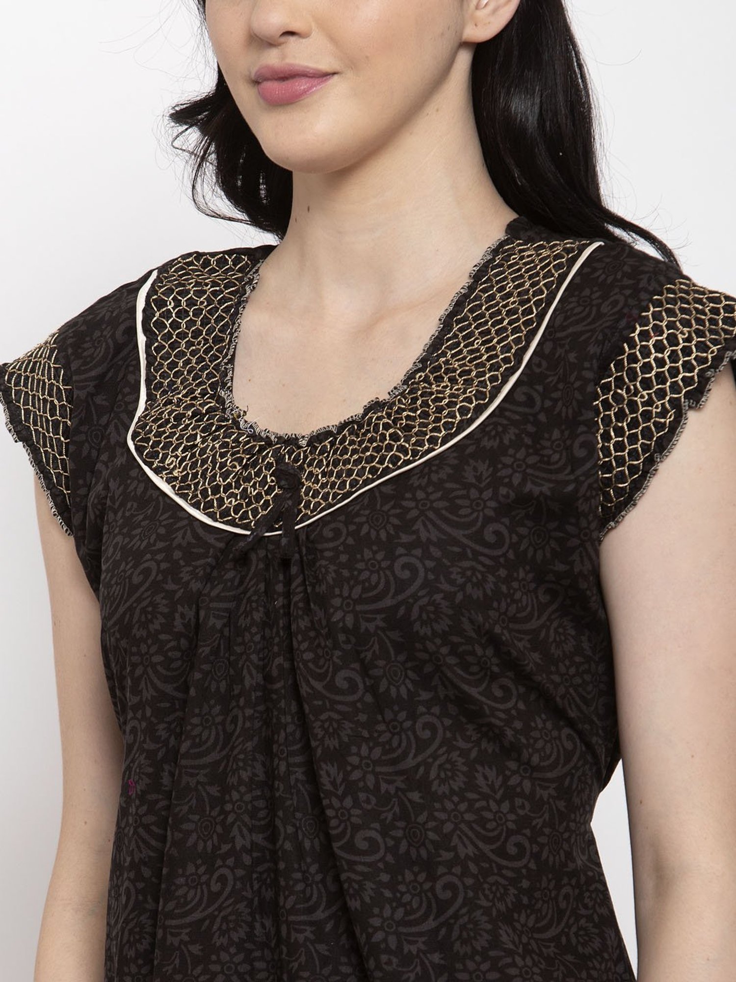 Secret Wish Black Printed Nighty