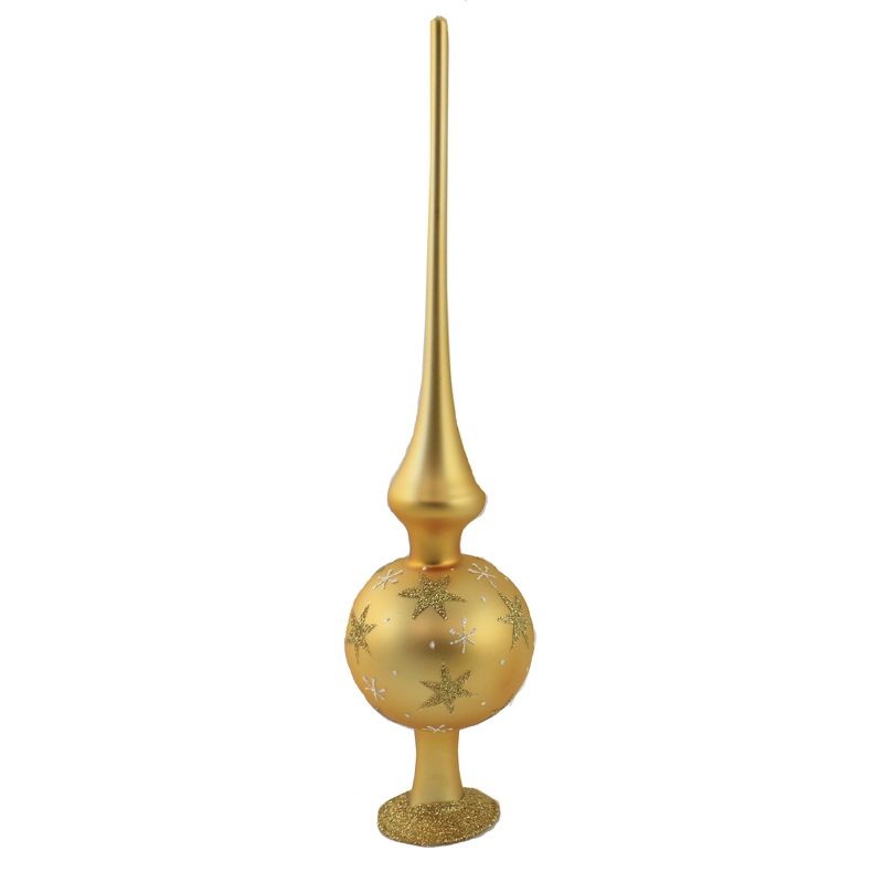 Inge Glas 11.5" Happy Dots Red Matte Finial Tree Topper Christmas  -  Tree Toppers