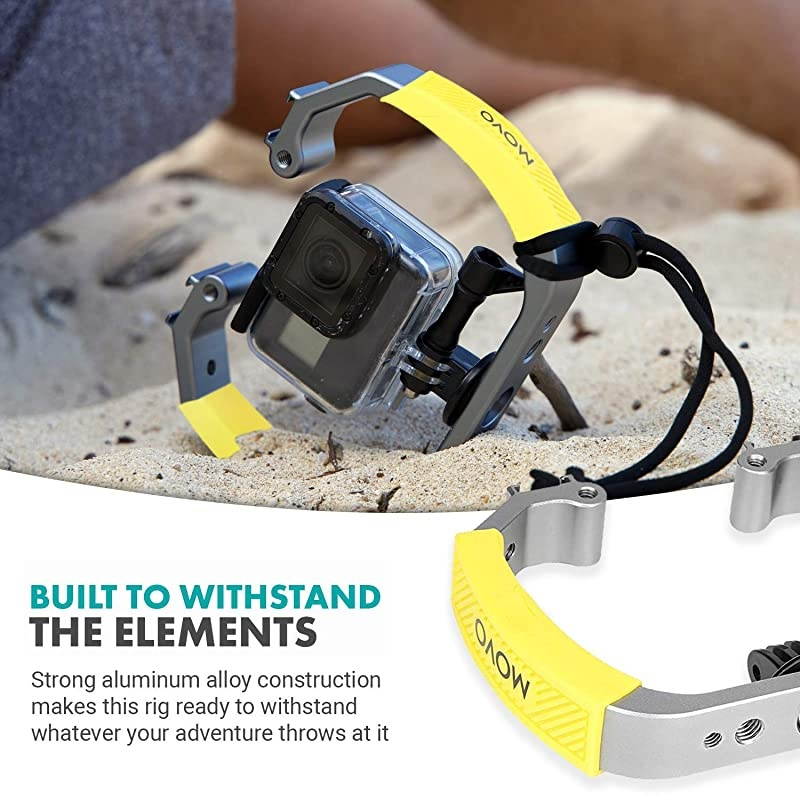 GBU70Y Underwater Diving Rig for GoPro Hero with Cold Shoe Mounts Wrist Strap Works with HERO3 HERO4 HERO5 HERO6 HERO7 HERO8 and Waterproof Action Cam Scuba GoPro Accessory Yellow