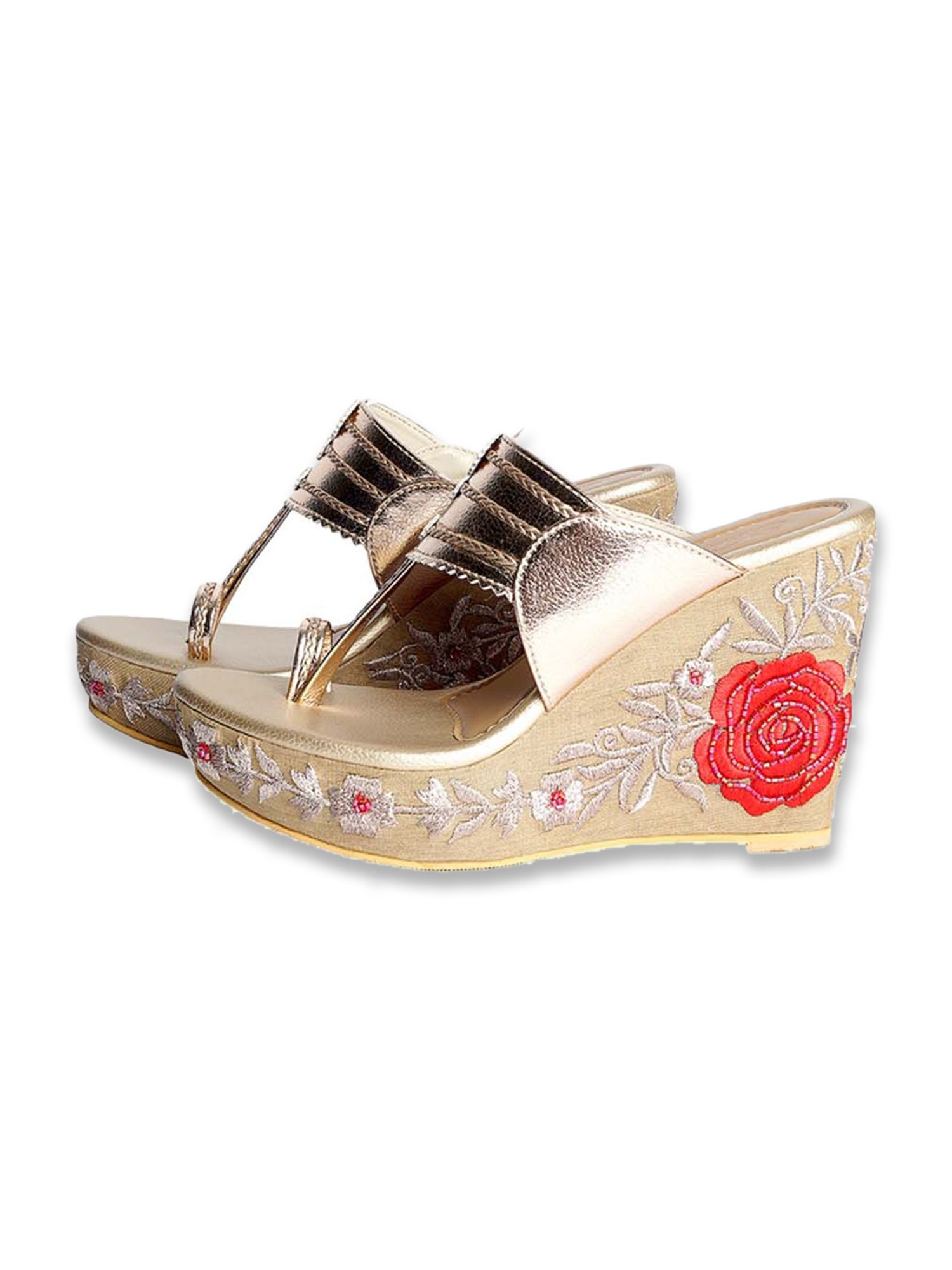 Sole House Women's Gold Toe Ring Wedges