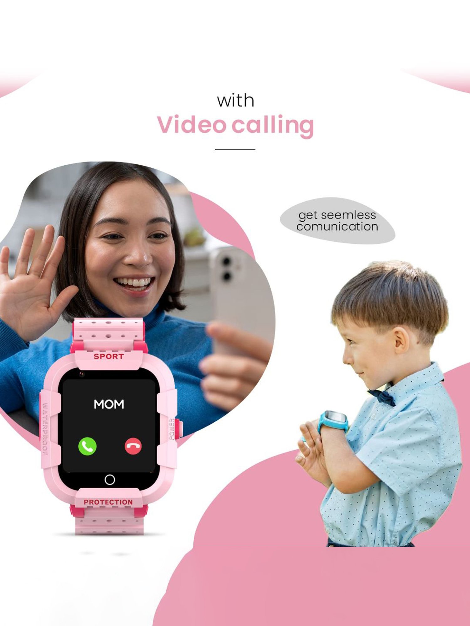 Turet Gator 2.0 Kids GPS Tracker, LTE Smartwatch for Kids with Voice & Video Call (Pink)