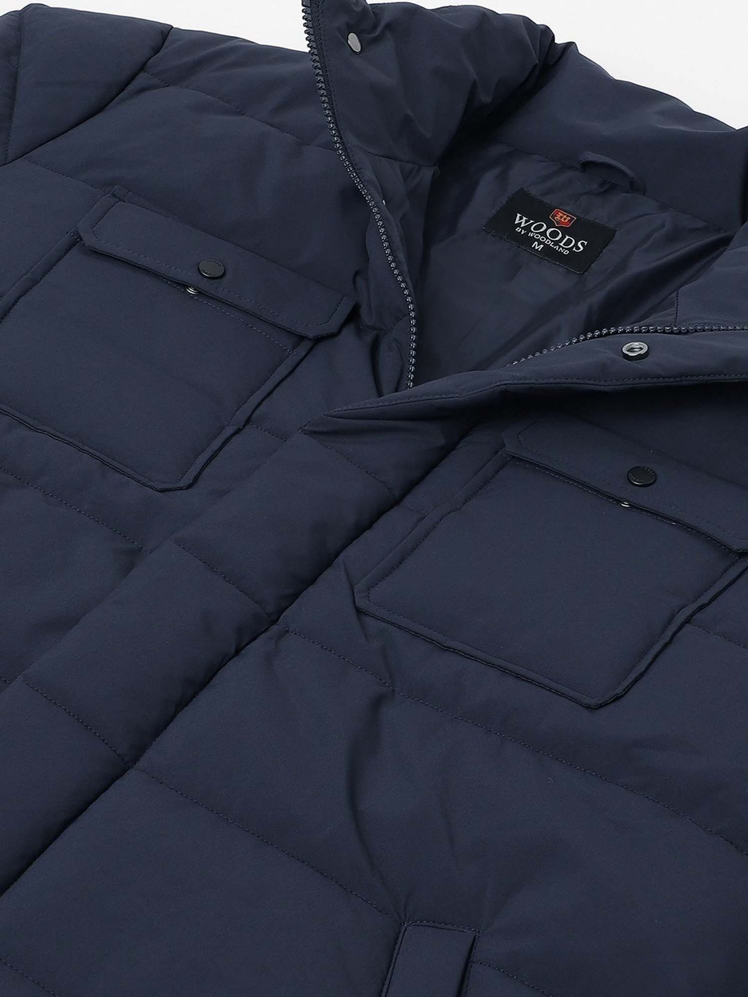 Woods Navy Regular Fit Quilted Jacket