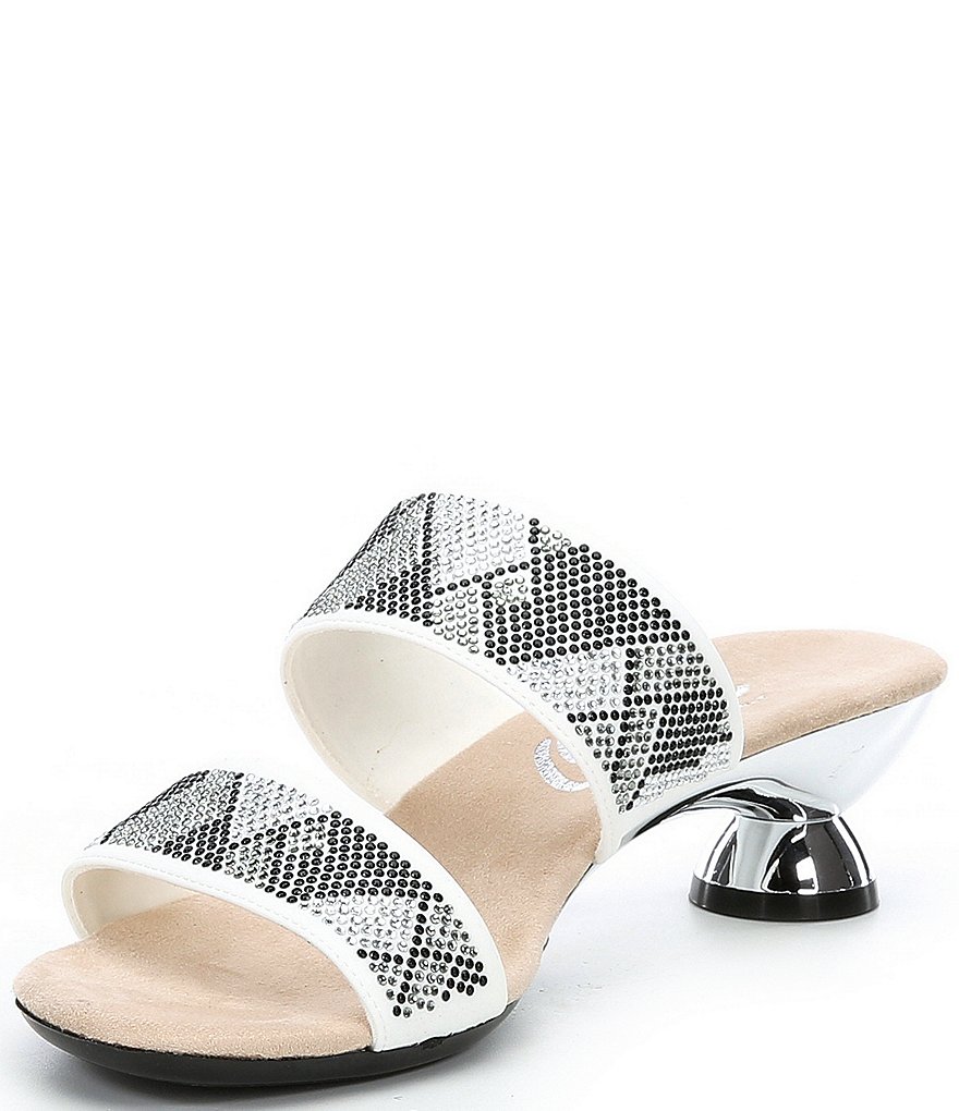 Onex Zenna Stretch Rhinestone Pave Sculptural Heel Dress Slides