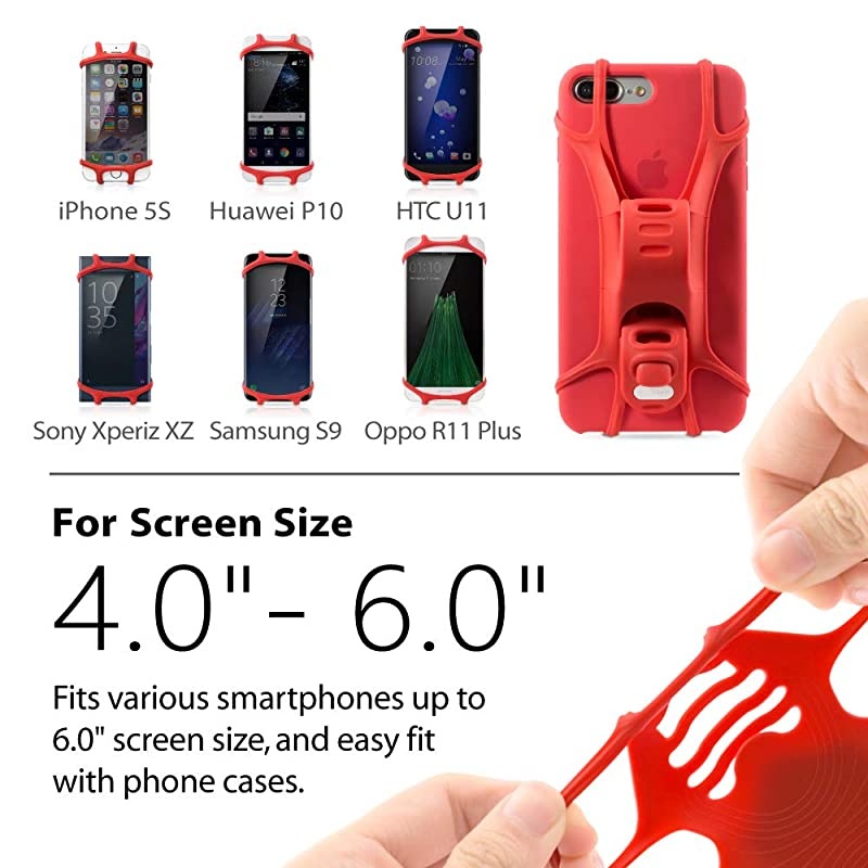 Bike Tie Pro Universal Bike Phone Mount Bicycle Stem Handlebar Cell Phone Holder for 4 to 6 Inch Smartphone iPhone 8 7 6s Plus 5 SE Samsung Galaxy S8 S7 Note 6 Dark Blue