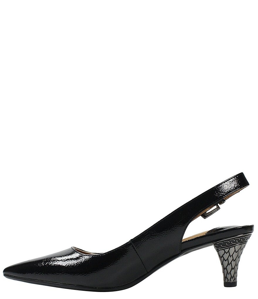 J. Renee Mayetta Slingback Pearlized Patent Dress Metal Heel Pumps