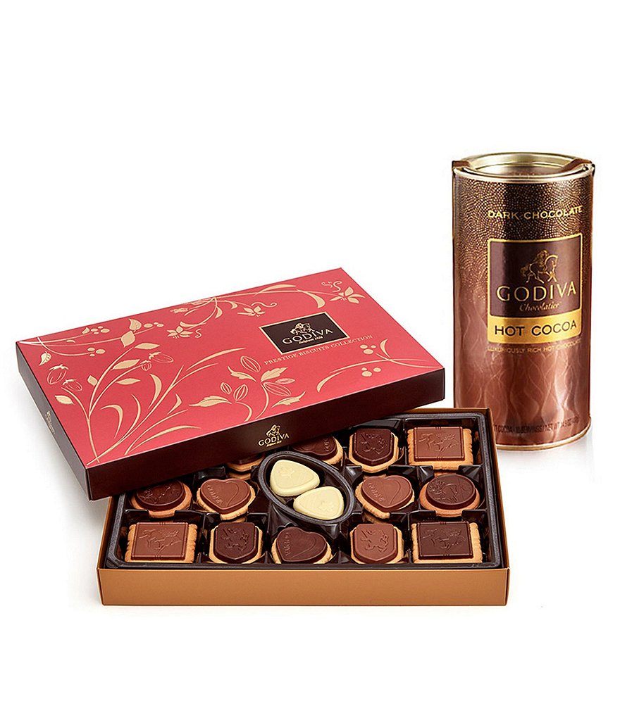Godiva Chocolatier Dark Chocolate Hot Cocoa & Chocolate Biscuit Gift Set