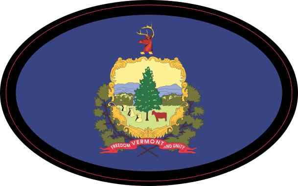 StickerTalk Oval Vermont Flag Vinyl Sticker, 4 inches by 2.5 inches