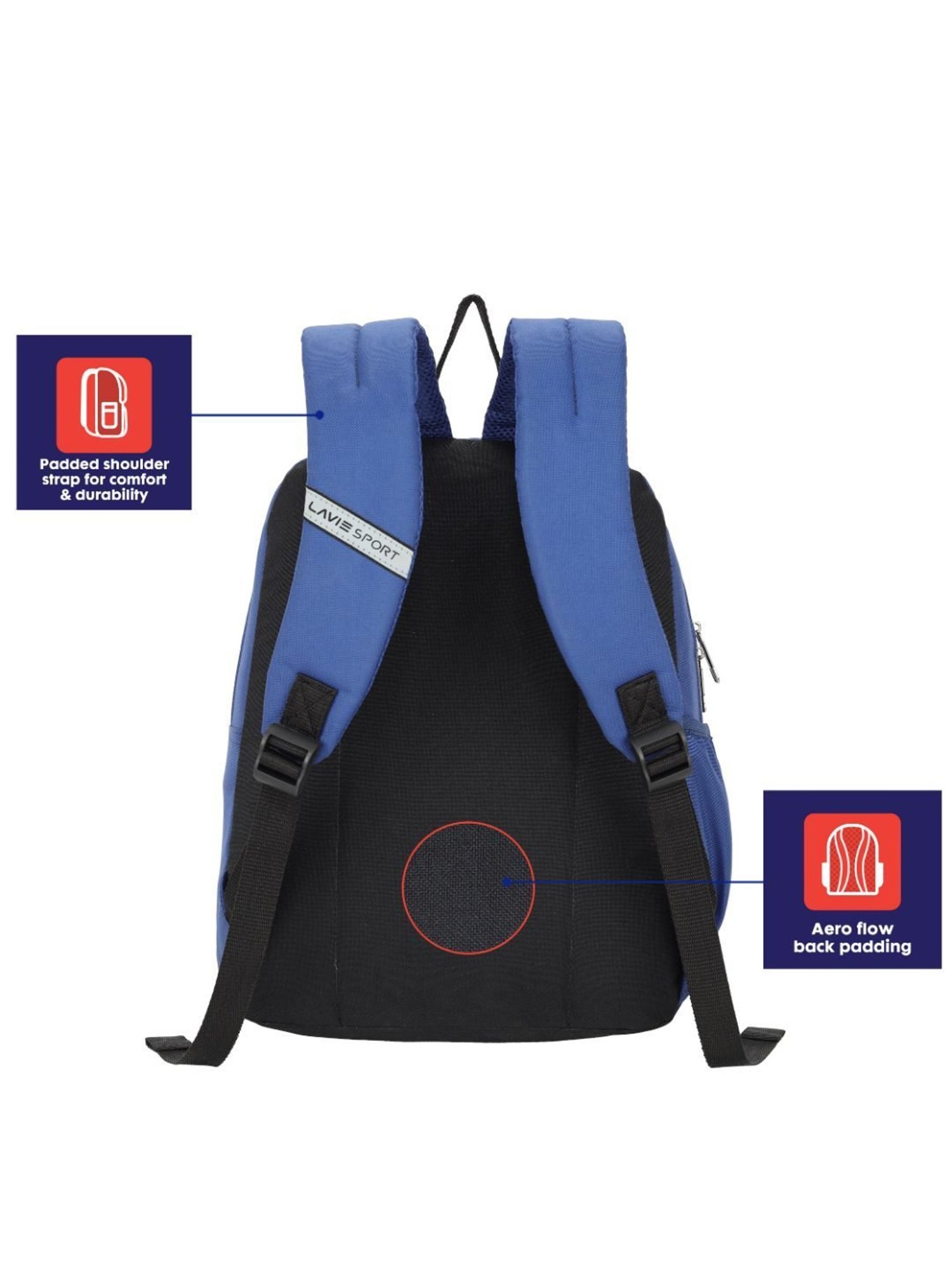 Lavie Sport Hexa Navy Polyester Printed Backpack