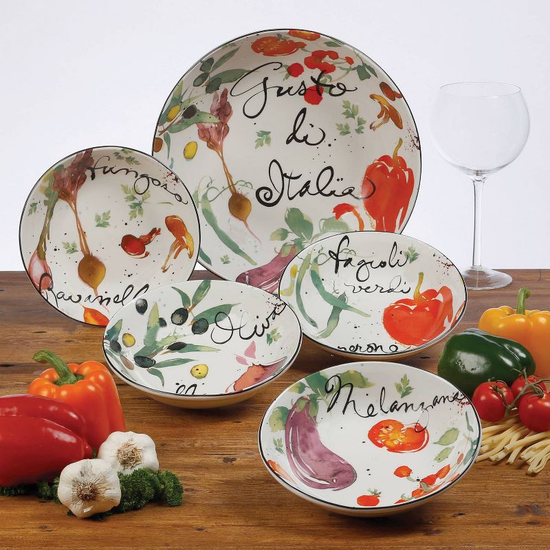 7pc Stoneware Beautiful Flower Party Serving Set White - Elama