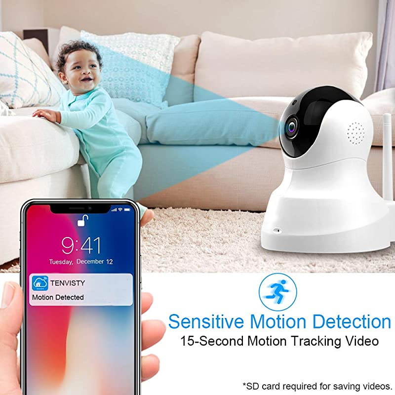 Security Camera Wireless Camera IP Camera with Night Vision Twoway Audio 24Ghz Wifi Indoor Home Dome Camera for Pet Baby Remote Surveillance Monitor with MicroSD Slot Android iOS App