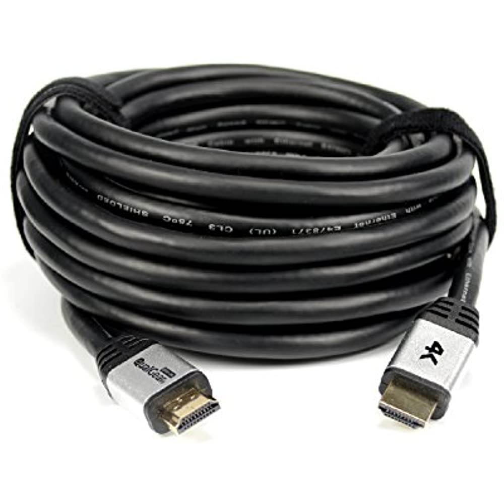QualGear&reg; 50 Feet High-Speed Long HDMI 2.0 Cable with 24K Gold Plated Contacts, Supports 4K Ultra HD, 3D, 18 Gbps, Audio Return Channel,CL3 Rated for In-Wall Use (QG-CBL-HD20-50FT)