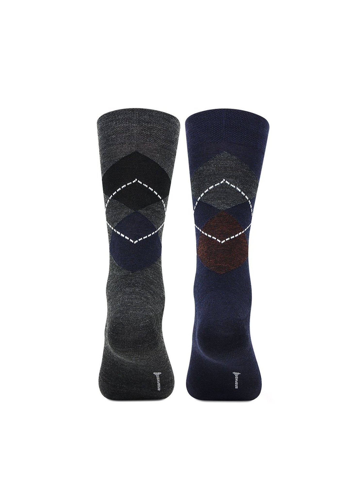 Bonjour Navy and Dark Grey Socks (Pack Of 2)
