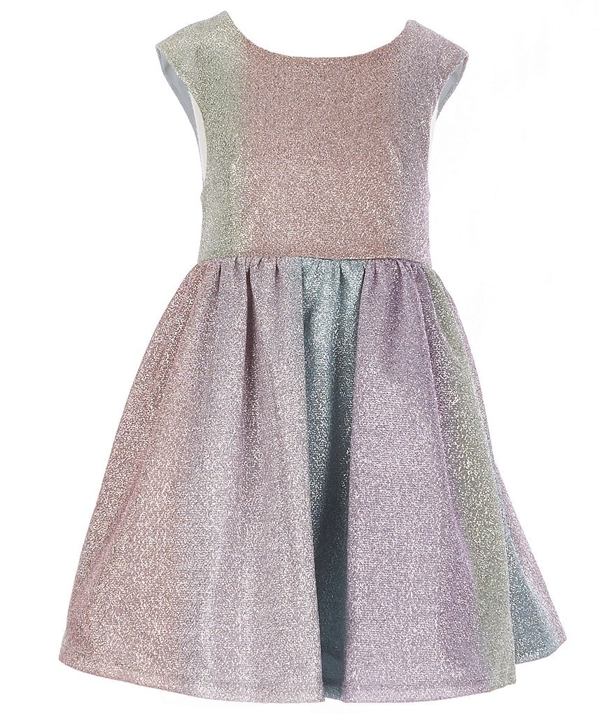 Laura Ashley Little Girls 2T-6X 3/4 Sleeve Rose & Butterfly Print Clip Dot Dress