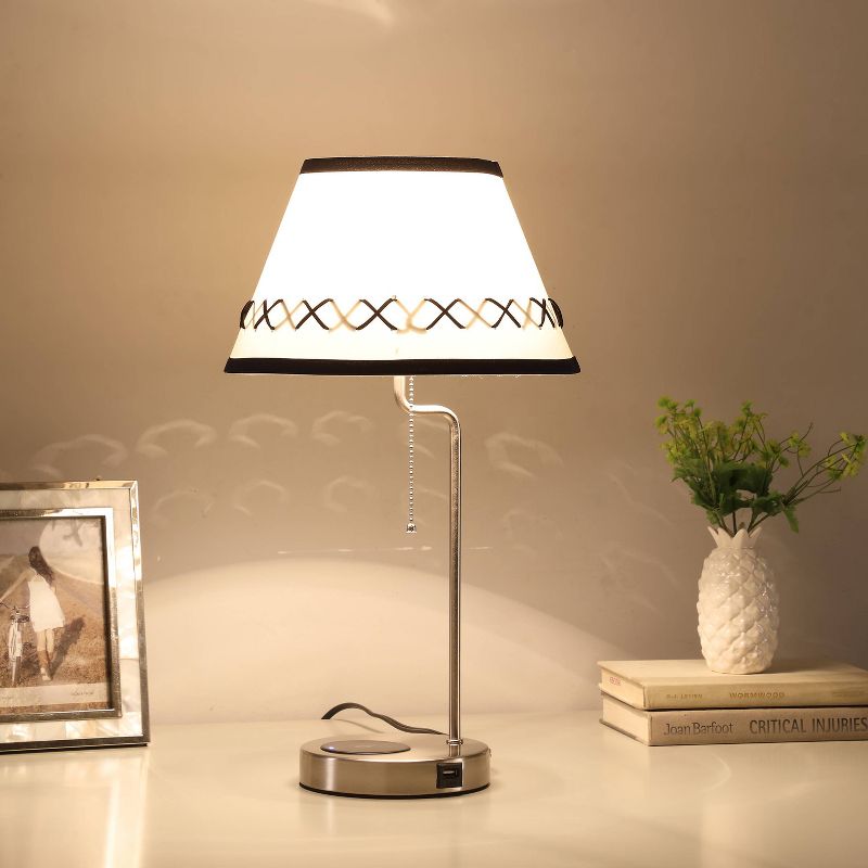 20" Traditional Metal Floor Lamp with USB Charging Port - Silver - Ore International