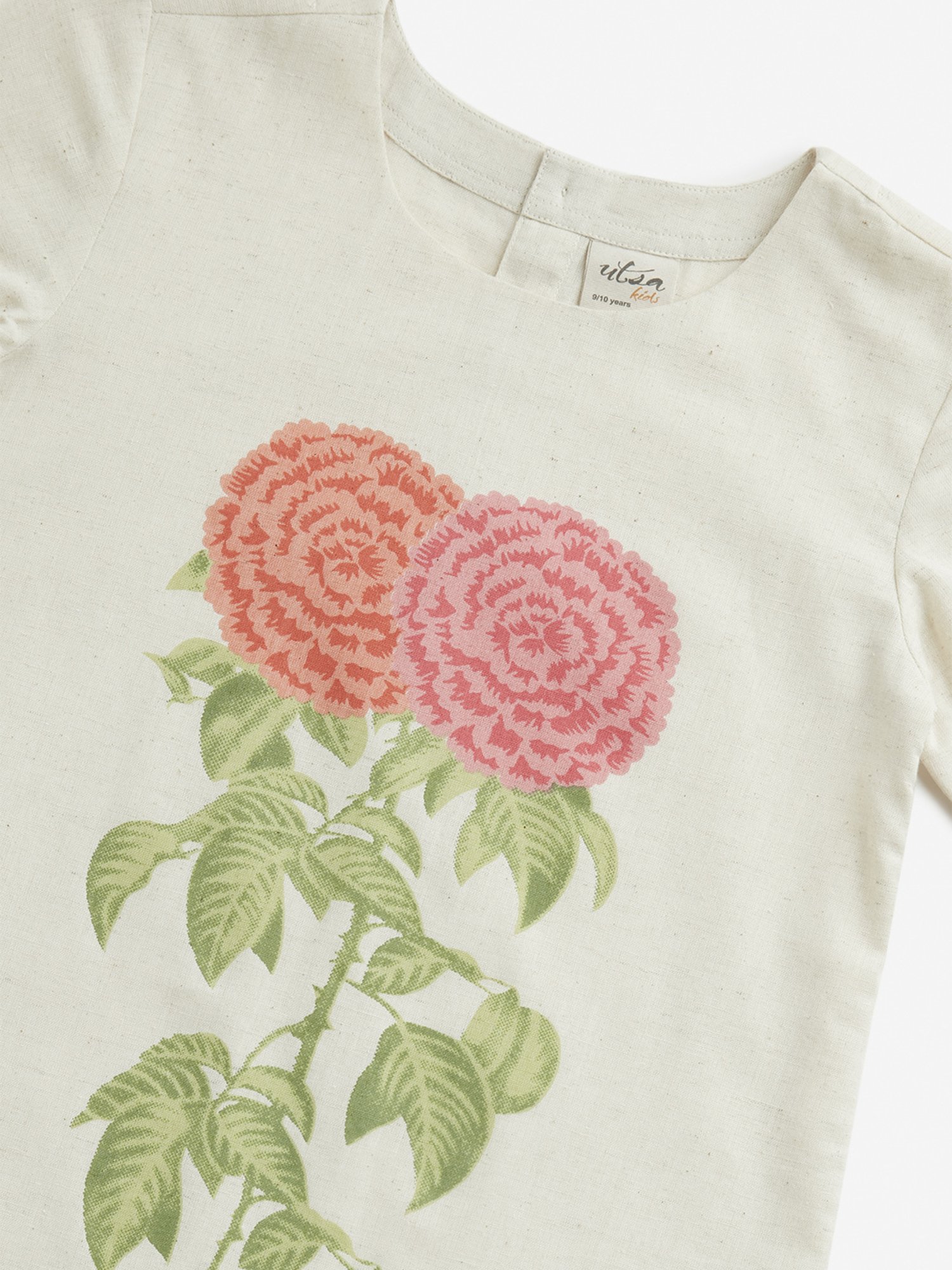 Utsa Kids by Westside Off-White Printed Drop-Waist Cotton Blend Dress