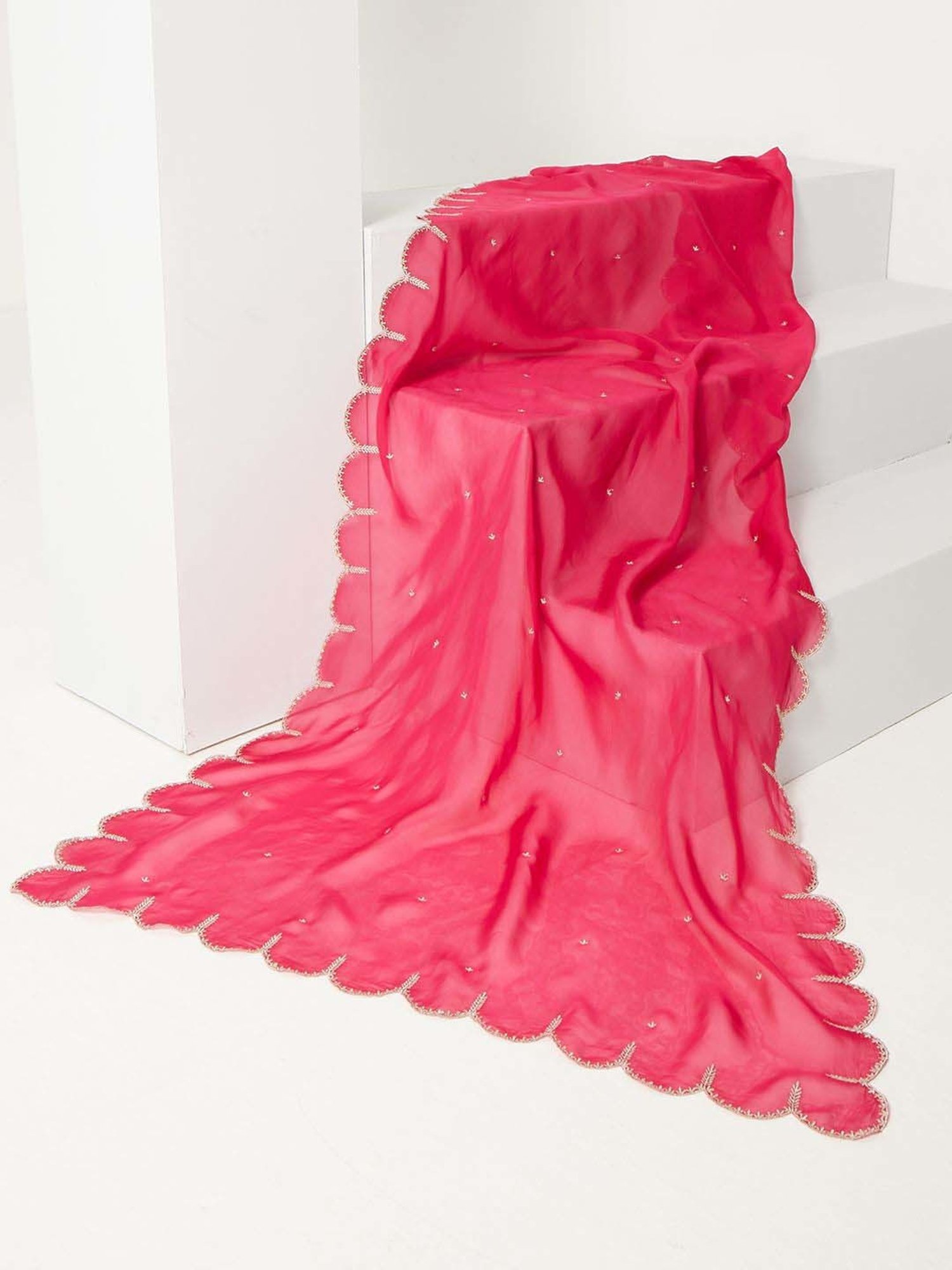 Ancestry Pink Embroidered Dupatta