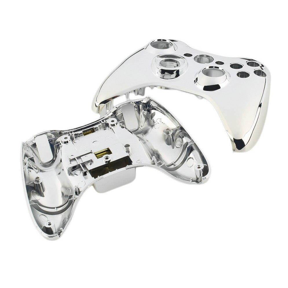 Custom Chrome Silver Controller Shell for Xbox 360 Housing with Full Chrome Gold Buttons Inserts Accessories