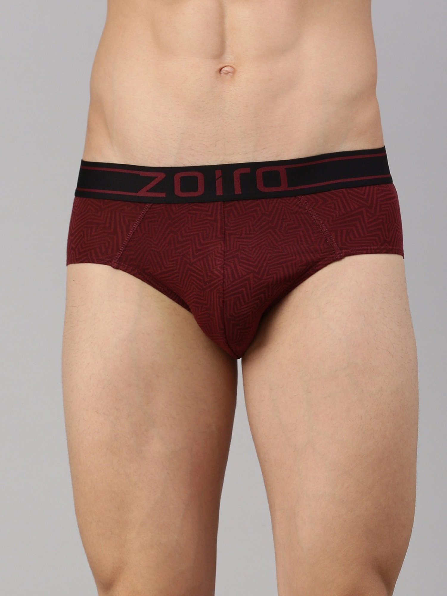 Zoiro Qube Maroon Regular Fit Printed Briefs