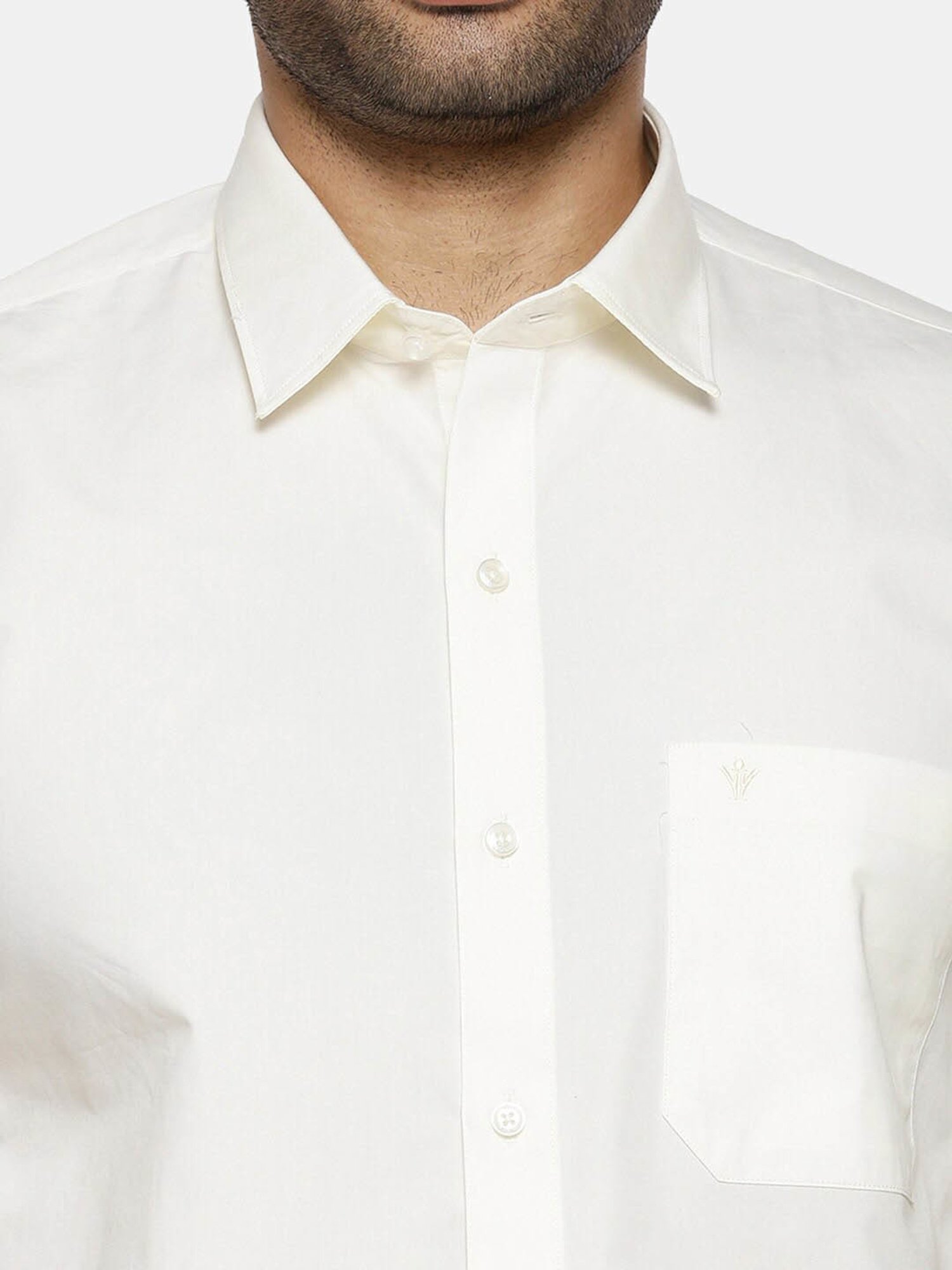 Ramraj Cream Cotton Regular Fit Shirt