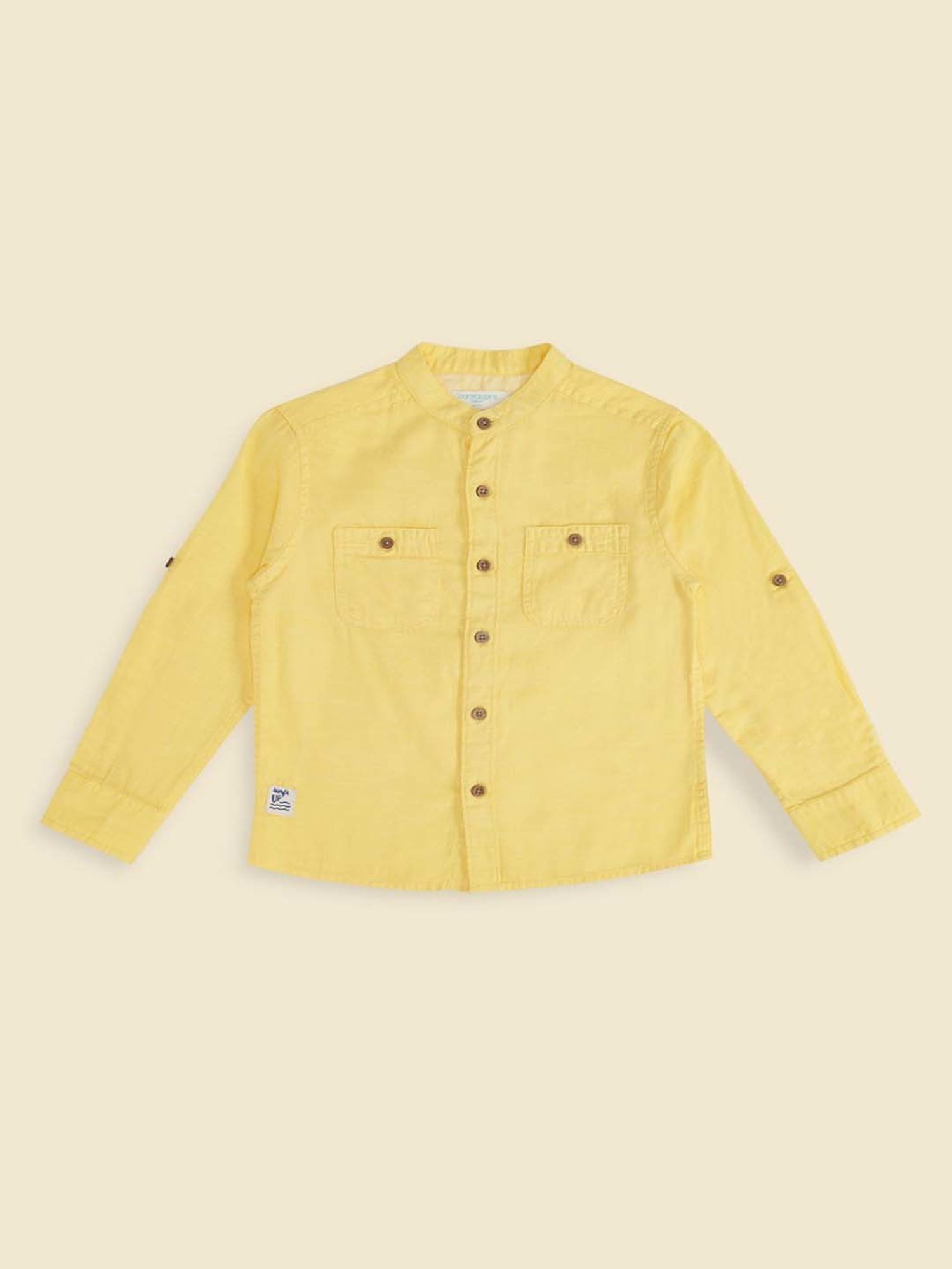 Pantaloons Baby Kids Yellow Cotton Regular Fit Full Sleeves Shirt