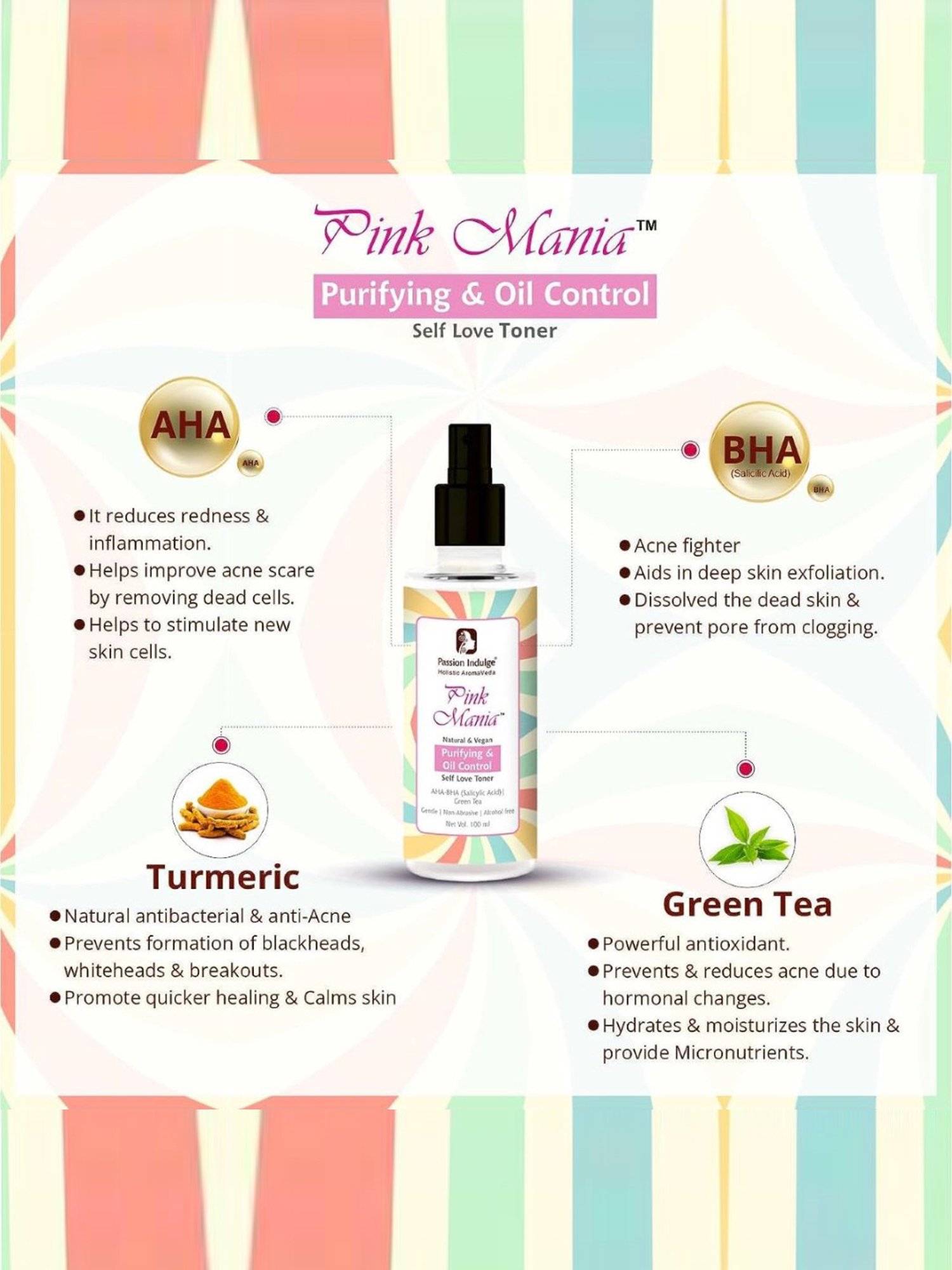 Passion Indulge Pink Mania Purifying & Oil Control Self Love Toner - 100 ml