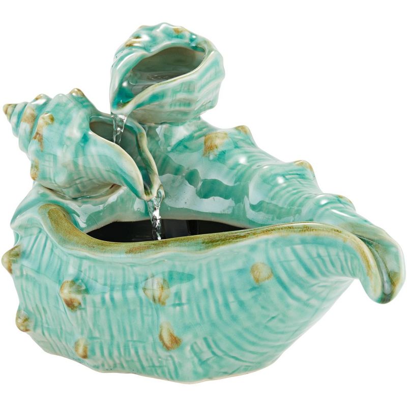 John Timberland Modern Zen Indoor Tabletop Water Fountain 7" High Cascading Seashells for Table Desk Office Home Bedroom