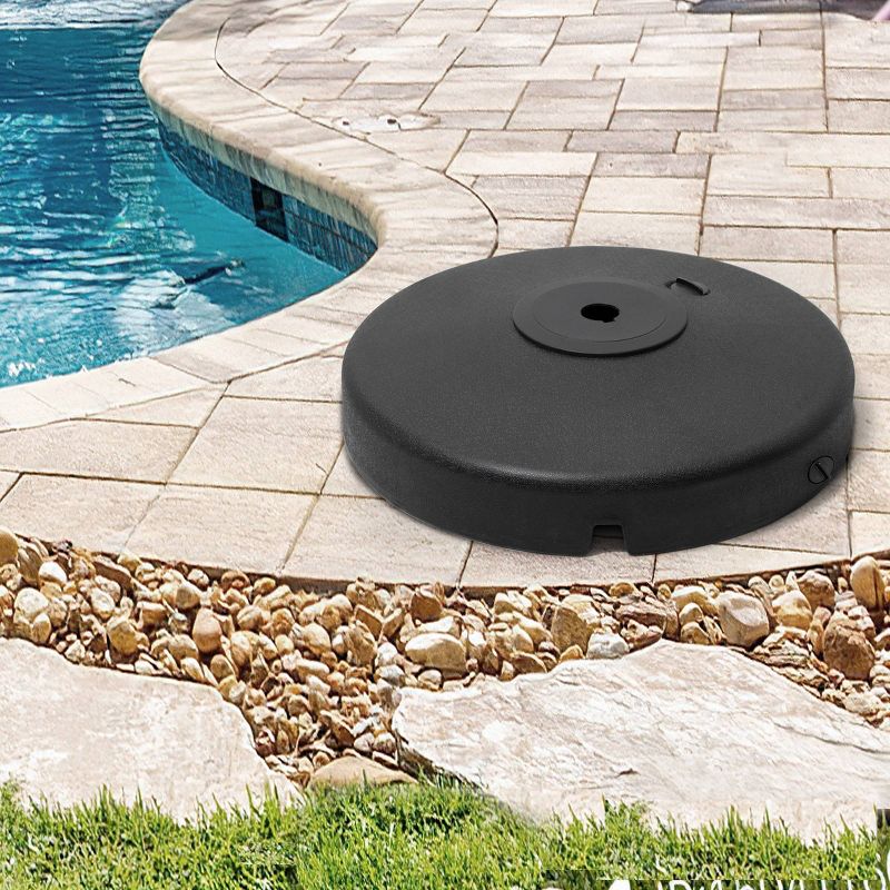Patio Offset Umbrella Base, Water and Sand Filled Cantilever Weights, Heavy Duty Round Umbrella Stand Black - Crestlive Products