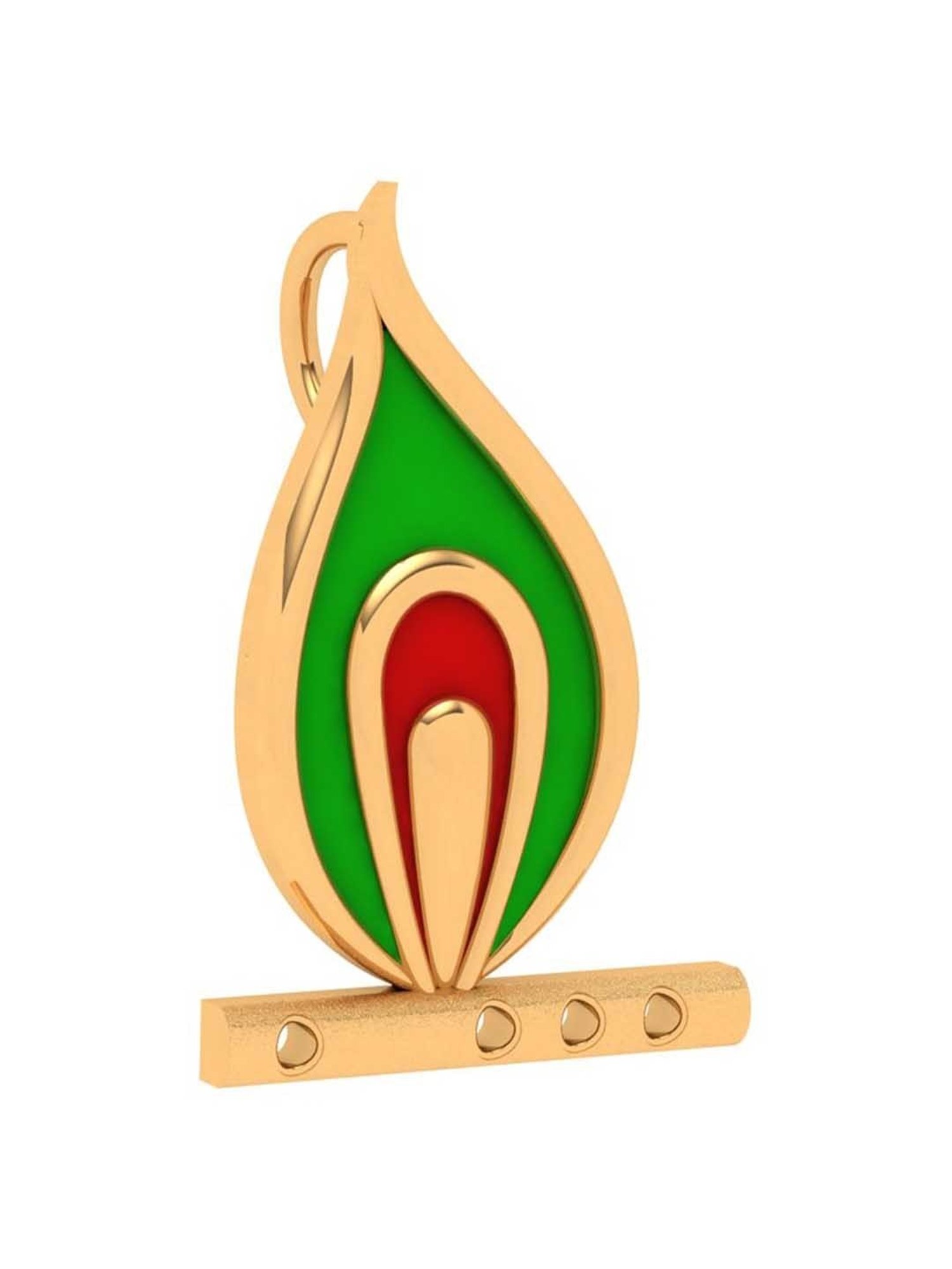 P.C. Chandra Jewellers 18k Yellow Gold Predominant Peacock Feather Pendant