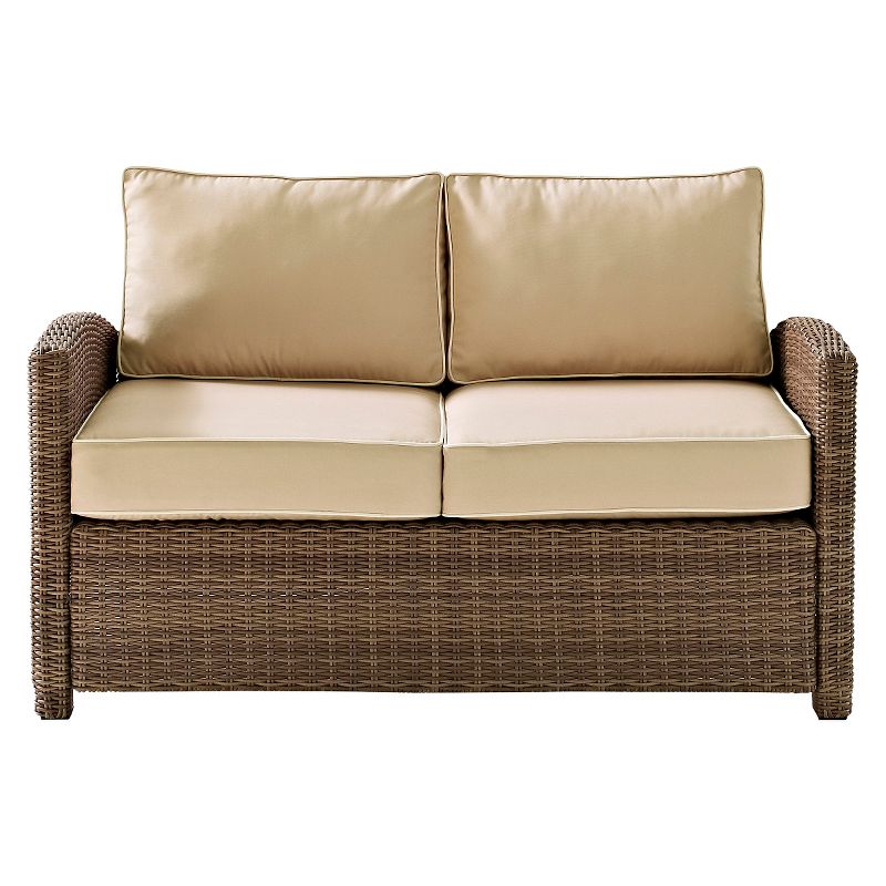 Crosley Bradenton Outdoor Wicker Loveseat with Sand Cushions