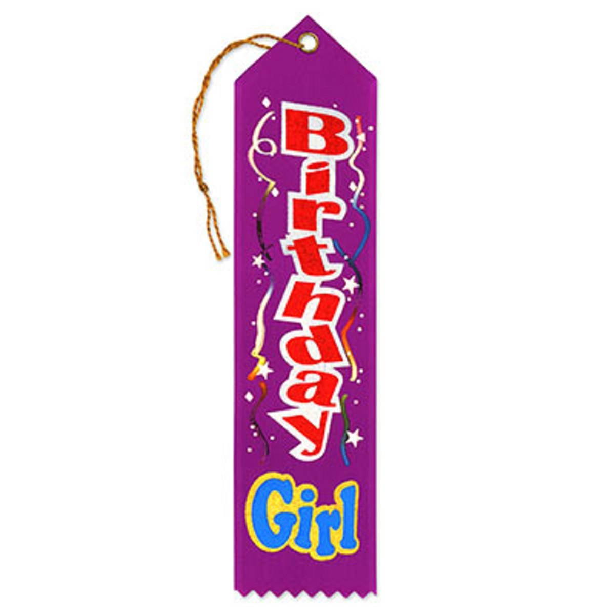Pack of 6 Purple "Birthday Girl Award" School Award Ribbon Bookmarks 8"