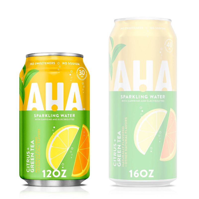 AHA Citrus + Green Tea Sparkling Water - 8pk/12 fl oz Cans