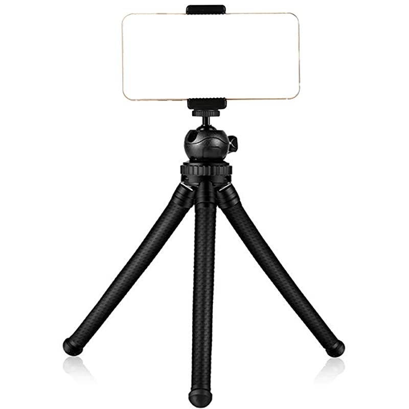 Phone Tripod Mount Stand Camera Holder Compatible with iPhone 1111 Pro11 Pro MaxXXsXR Xs Max 8 7 7 Digtal Camera Galaxy s20 s20+ S20Ultra s10 Plus S9+ S8 S7 S7 Edge Camera and More Black