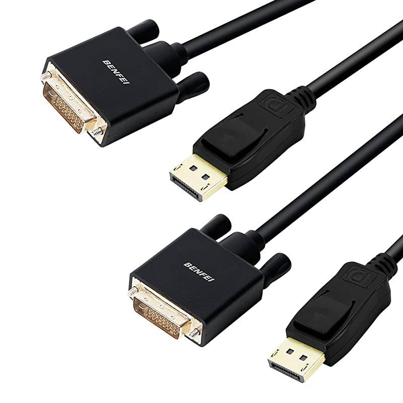 DisplayPort to DVI 6 Feet Cable 2 Pack  Dp Display Port to DVI Converter Male to Male GoldPlated Cord 6 Feet Black Cable Compatible for Lenovo Dell HP and Other Brand