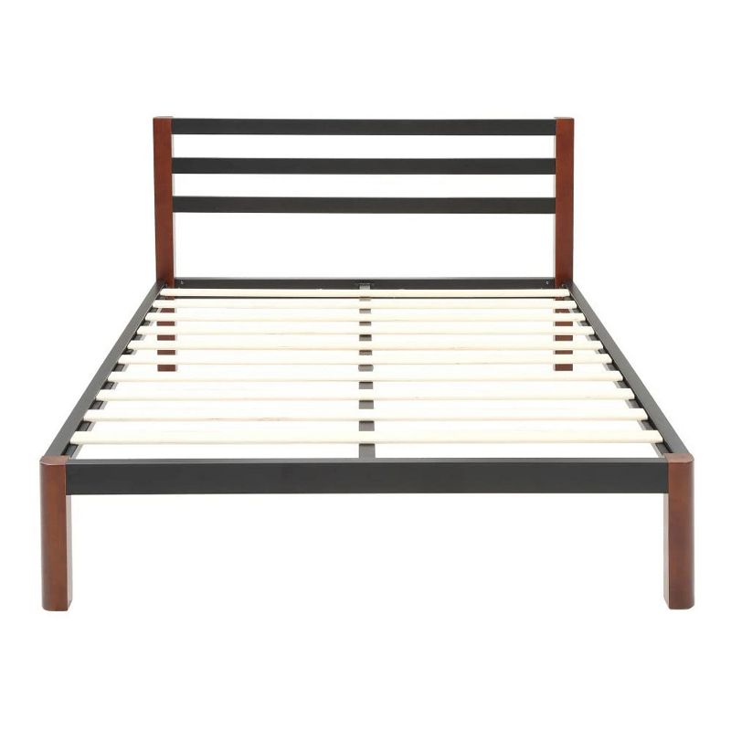 Classic Brands Tilbury Modern Style Wood Slat and Metal Platform Bed Frame with Headboard and No Box Spring Required, Queen Size