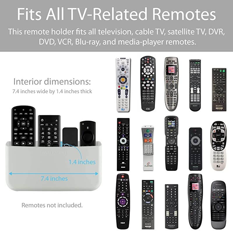HoleFree Remote Holders Eliminate Need to Drill Holes in Your Wall for 3 or 4 Remotes White Quantity 2
