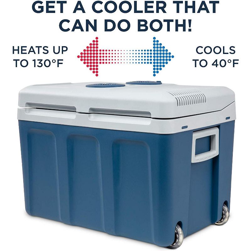 Ivation Electric Cooler & Warmer with Wheels & Handle |48 Quart (45 L) Portable Thermoelectric Fridge For vehicles & Trucks| 110V AC Home Power Cord & 12V Car Adapter for Camping, Travel & Picnics