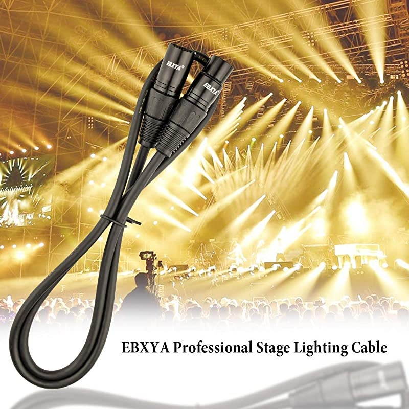 6 Ft XLR Microphone Cable 4 Pack DMX Cables for Stage Lighting XLR Male to Femlae Balanced 3 Pin Black