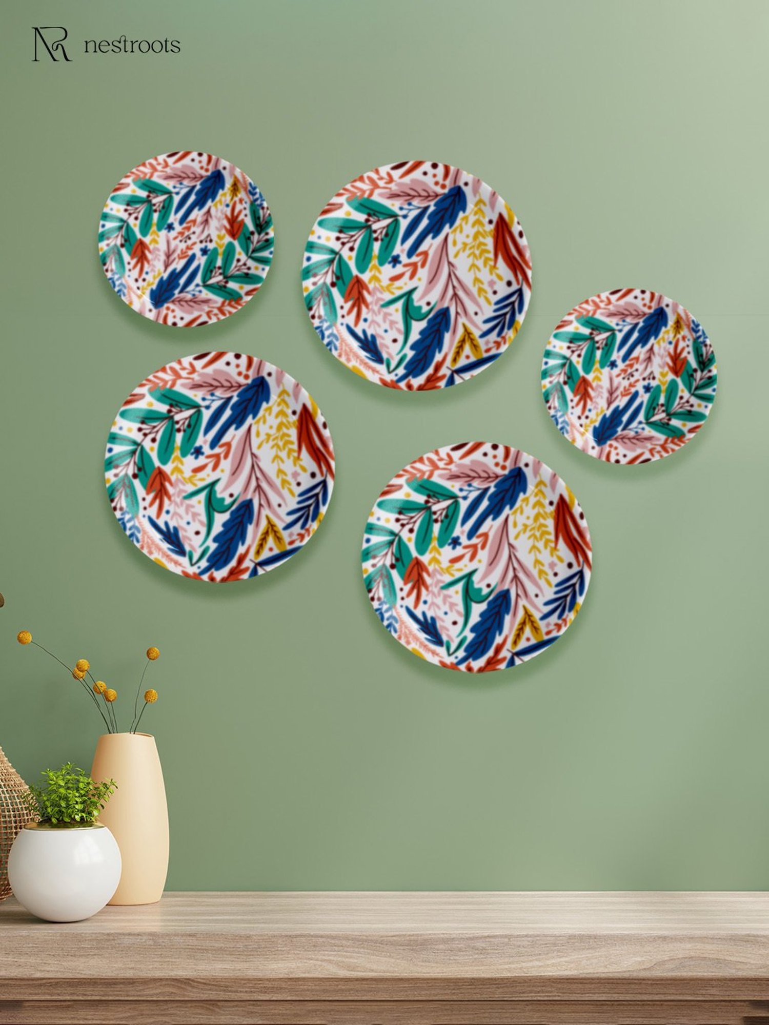 Nestroots Playful Petals Multicolour Porcelain Decorative Wall Plate