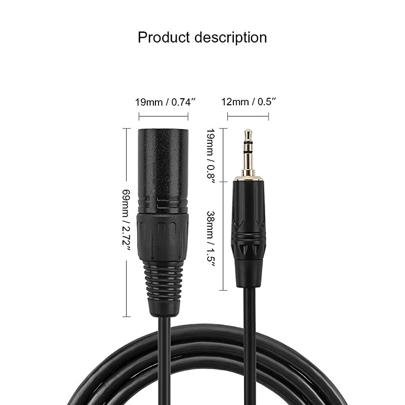 35mm to XLR  3 Feet 35mm 18 Inch TRS Stereo Male to XLR Male Cable Compatible with iPhone iPod TabletLaptop and MoreBlack