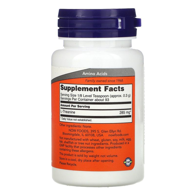 Now Foods L-Theanine Pure Powder, 1 oz (28 g), Energy Supplements