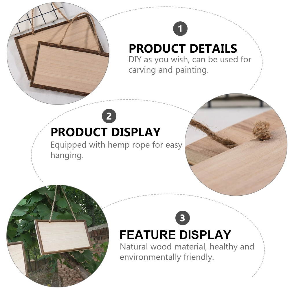 5pcs Hanging Wooden Sign Decoration Blank Instructions Wooden Plaque Party Props